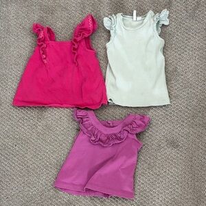 Janie and Jack Ruffle Sleeve Tank Tops in Pink, Green, and Purple